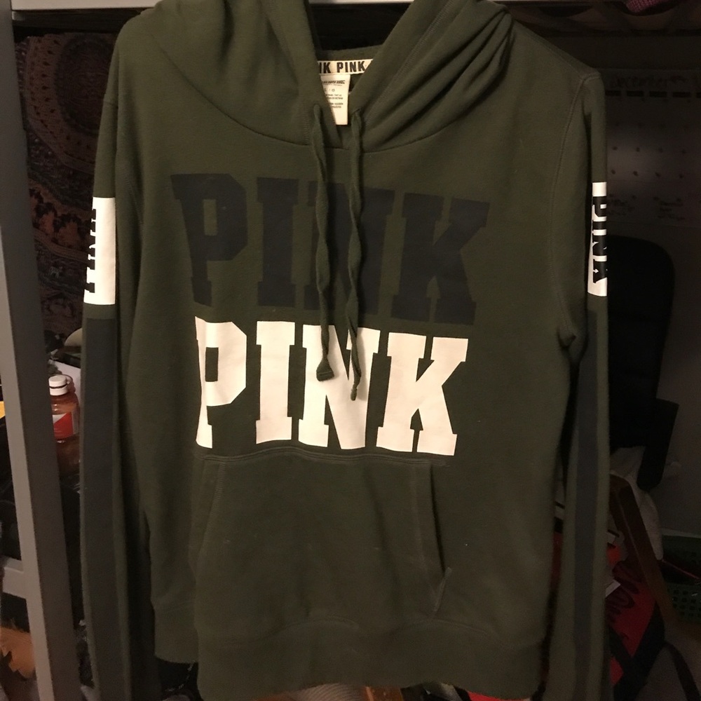 PINK Olive green Hoodie